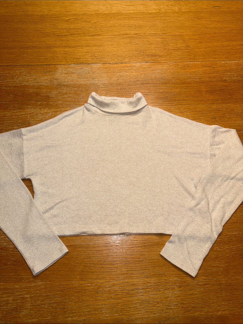 Forever 21 Cream Cropped Turtleneck Top